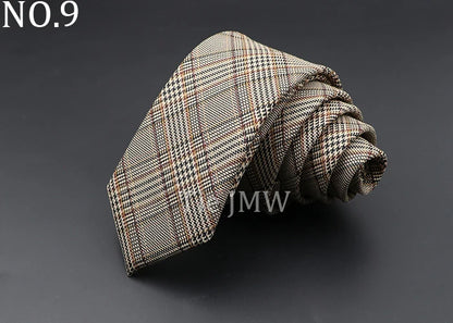 Men's 6cm Handmade Cotton Skinny Tie – Grey Plaids, Solids, & Stripes