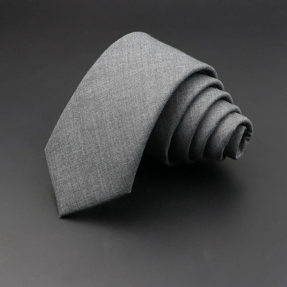 Men's 6cm Handmade Cotton Skinny Tie – Grey Plaids, Solids, & Stripes