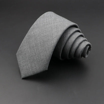 Men's 6cm Handmade Cotton Skinny Tie – Grey Plaids, Solids, & Stripes