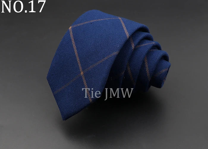 Men's 6cm Handmade Cotton Skinny Tie – Grey Plaids, Solids, & Stripes