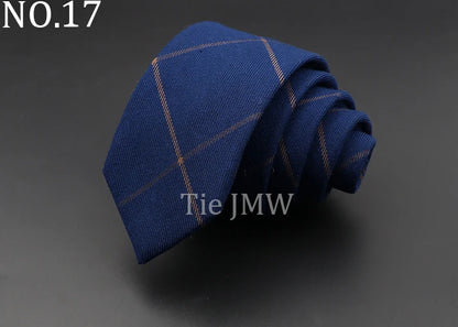 Men's 6cm Handmade Cotton Skinny Tie – Grey Plaids, Solids, & Stripes