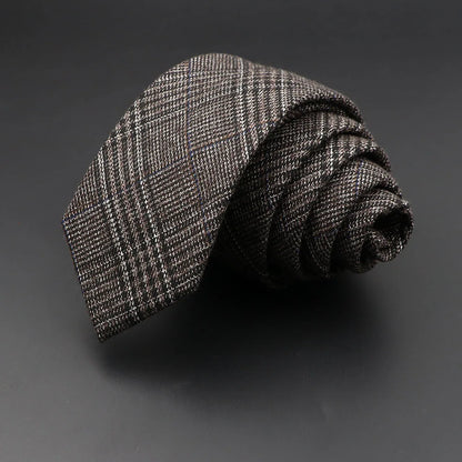 Men's 6cm Handmade Cotton Skinny Tie – Grey Plaids, Solids, & Stripes