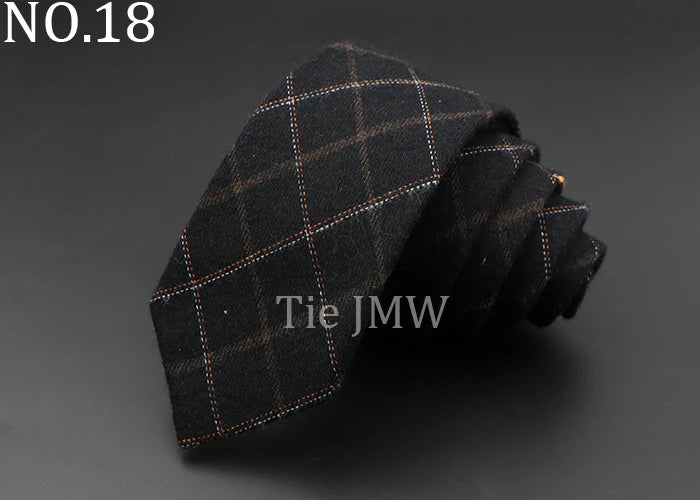 Men's 6cm Handmade Cotton Skinny Tie – Grey Plaids, Solids, & Stripes