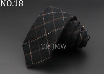 Men's 6cm Handmade Cotton Skinny Tie – Grey Plaids, Solids, & Stripes