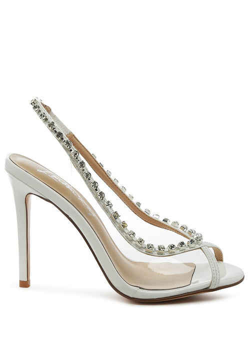 Camarine Clear Diamante Slingback High Heeled Sandals