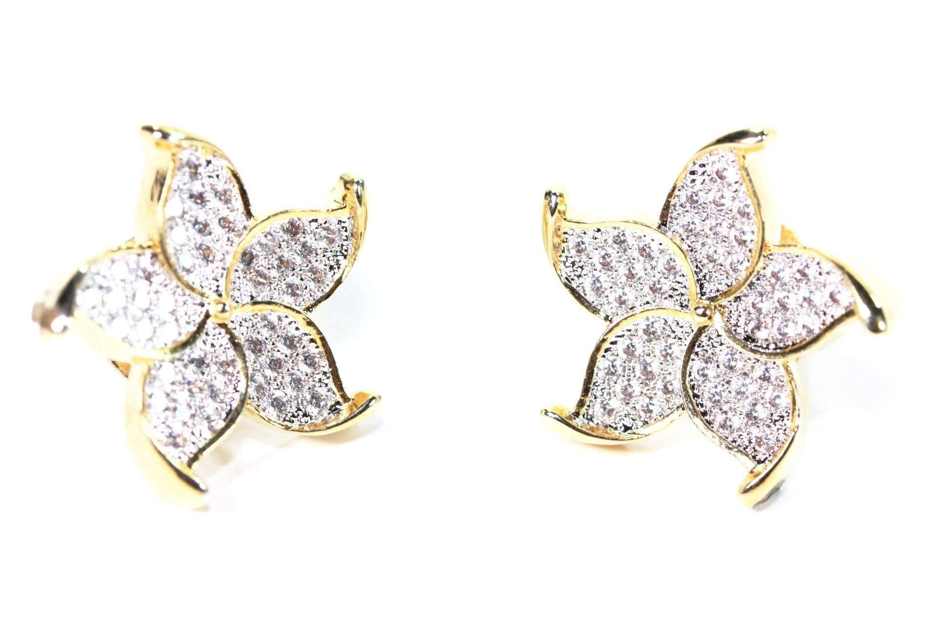 Five Petal Flower Stud Earrings