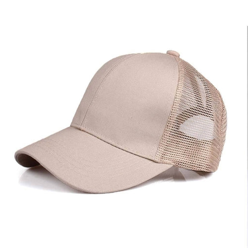 CC Solid Messy Bun Pony Cap Women, Teens and Kids Trucker Hats