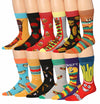 James Fiallo Mens 12 Pairs Funny Faces Striped Colorful Crew Socks