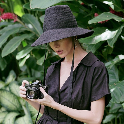 MEG Jute Straw Hat In Black