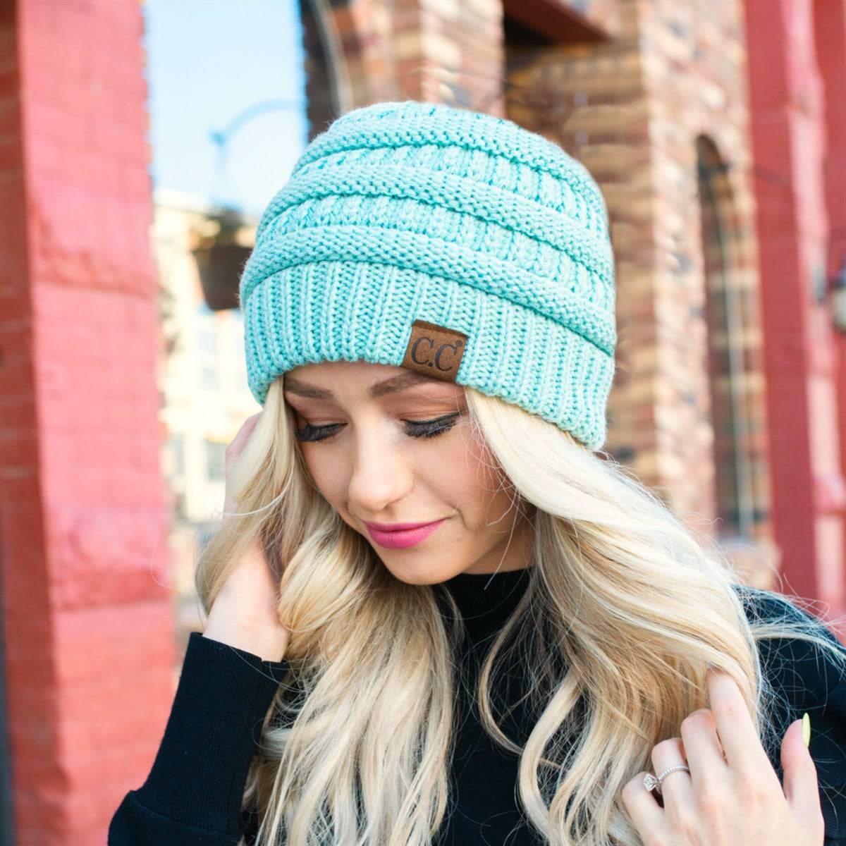 CC Cozy Metallic Cable Knit Skully Beanies Hats