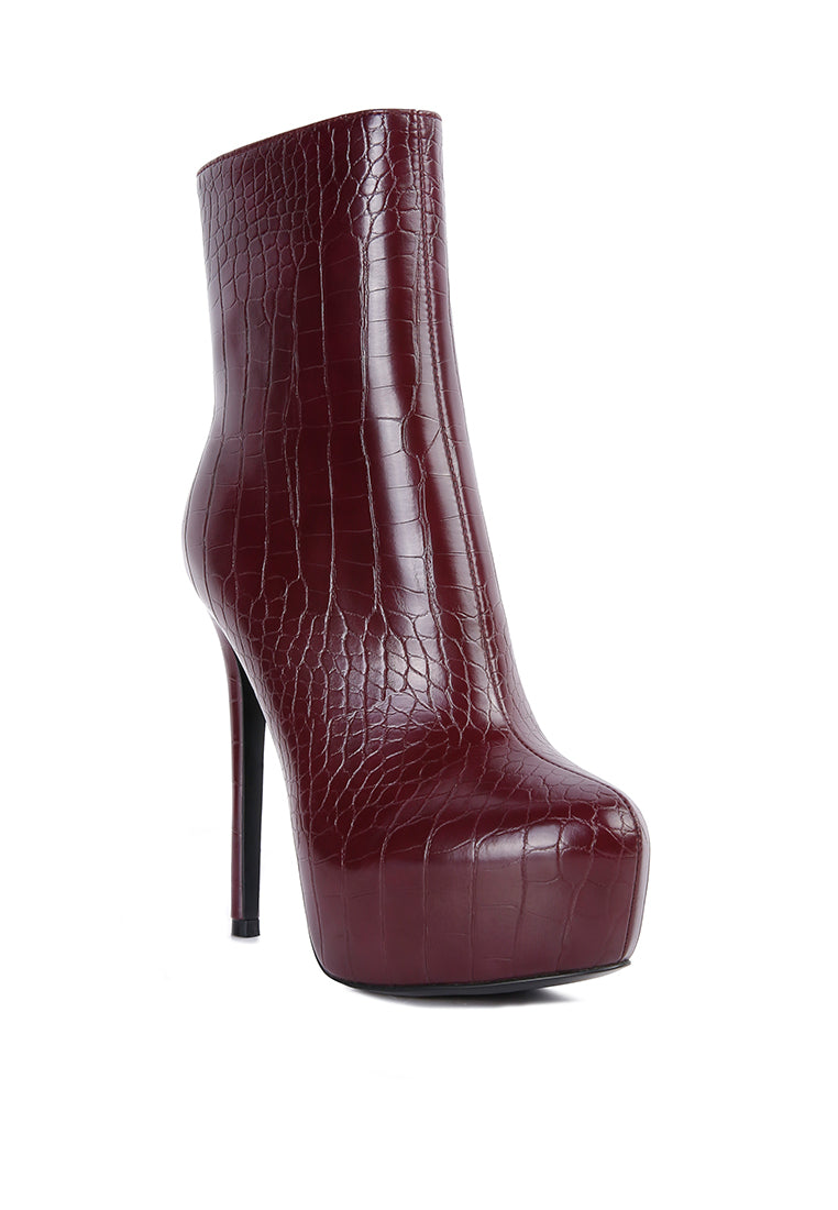 Orion High Heeled Croc Ankle Boot