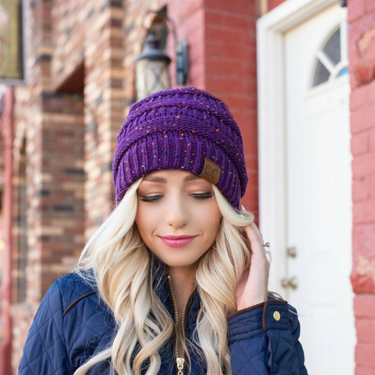 CC Cozy Confetti Cable Knit Skully Beanies Hats