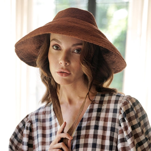 REIGN Jute Hat In Burnt Sienna