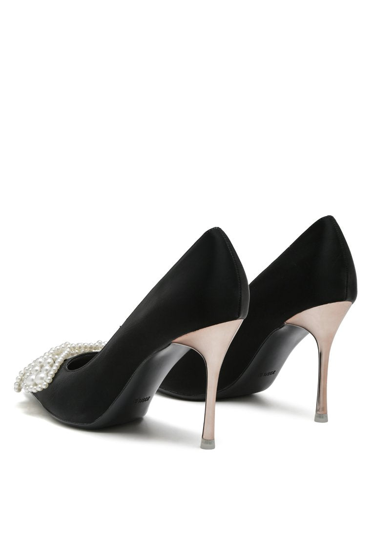 Encon Pearl Embellished Micro Suede Pumps