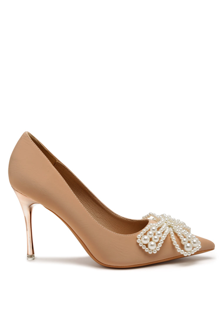 Encon Pearl Embellished Micro Suede Pumps