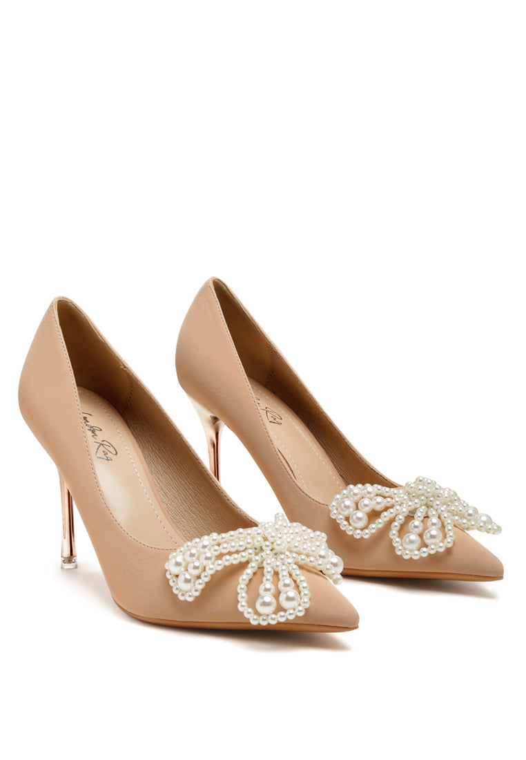 Encon Pearl Embellished Micro Suede Pumps