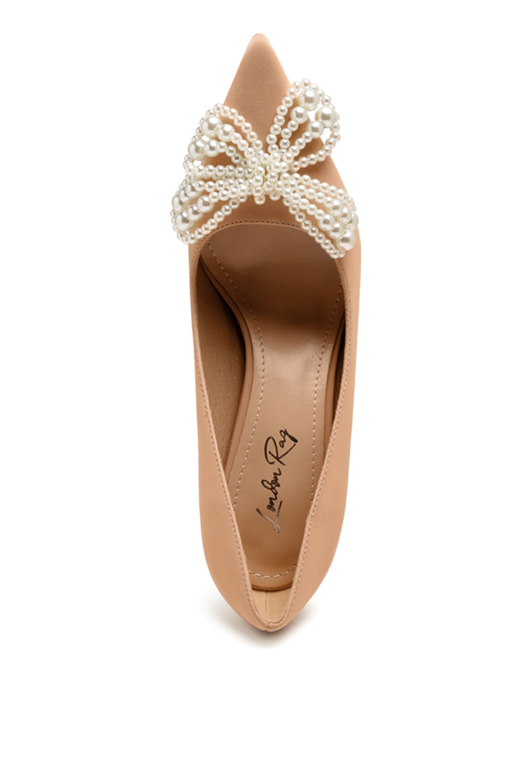 Encon Pearl Embellished Micro Suede Pumps