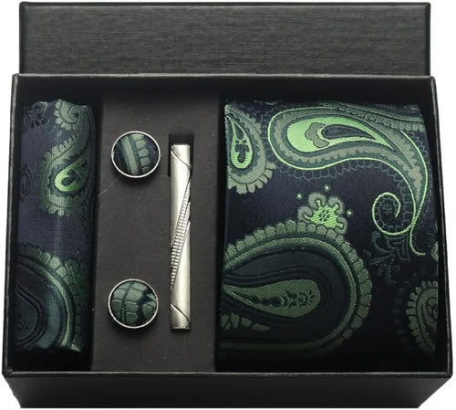 Silk Necktie with Gift Box (includes FREE handkerchief, tie clip, and cufflinks)