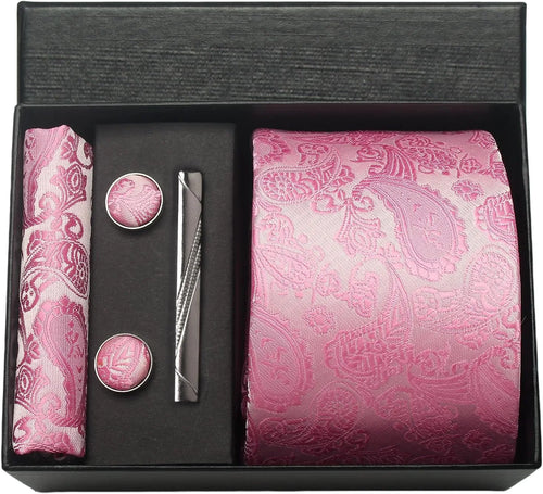 Silk Necktie with Gift Box (includes FREE handkerchief, tie clip, and cufflinks)