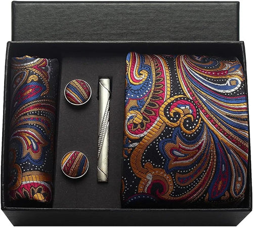 Silk Necktie with Gift Box (includes FREE handkerchief, tie clip, and cufflinks)