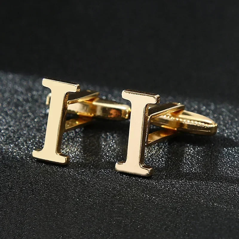 Gold Letters A-Z Cufflinks for Men