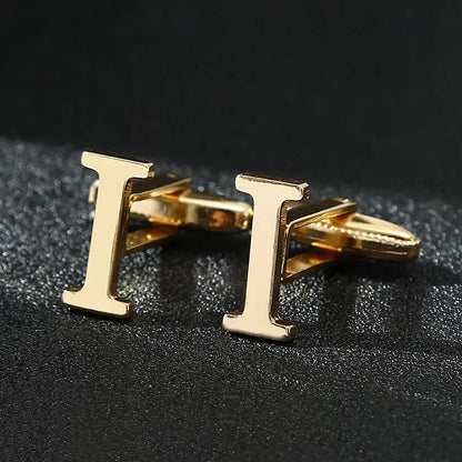 Gold Letters A-Z Cufflinks for Men