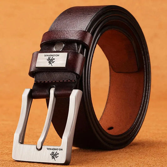 Genuine Leather Men’s Belt with High-Quality Metal Buckle