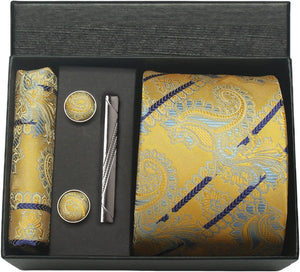 Silk Necktie with Gift Box (includes FREE handkerchief, tie clip, and cufflinks)