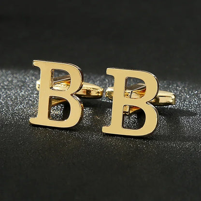 Gold Letters A-Z Cufflinks for Men