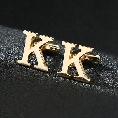 Gold Letters A-Z Cufflinks for Men