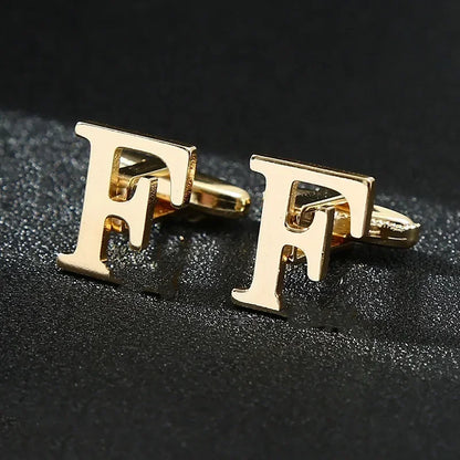 Gold Letters A-Z Cufflinks for Men