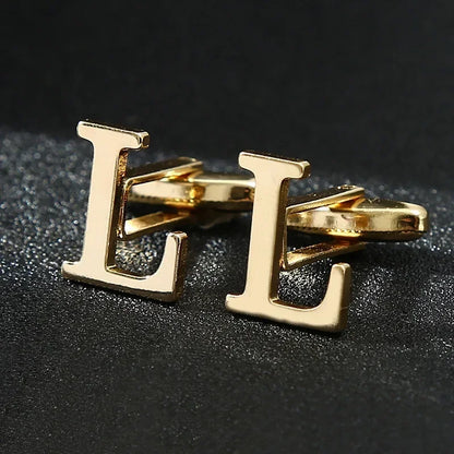 Gold Letters A-Z Cufflinks for Men