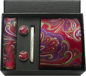 Silk Necktie with Gift Box (includes FREE handkerchief, tie clip, and cufflinks)