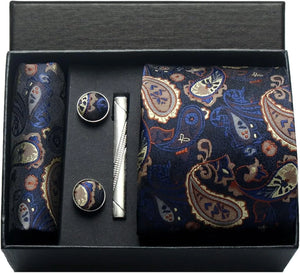 Silk Necktie with Gift Box (includes FREE handkerchief, tie clip, and cufflinks)