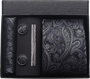 Silk Necktie with Gift Box (includes FREE handkerchief, tie clip, and cufflinks)