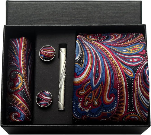 Silk Necktie with Gift Box (includes FREE handkerchief, tie clip, and cufflinks)