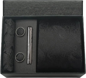 Silk Necktie with Gift Box (includes FREE handkerchief, tie clip, and cufflinks)