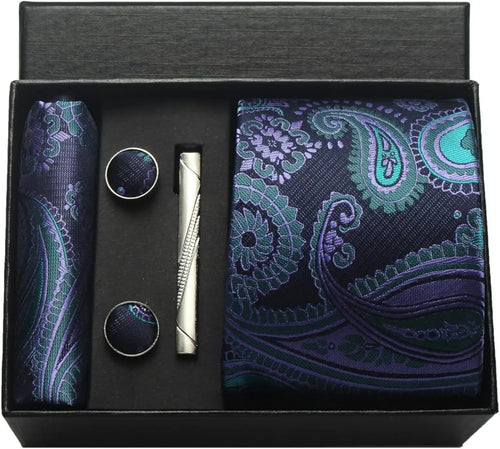 Silk Necktie with Gift Box (includes FREE handkerchief, tie clip, and cufflinks)