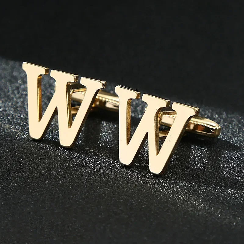 Gold Letters A-Z Cufflinks for Men