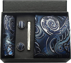 Silk Necktie with Gift Box (includes FREE handkerchief, tie clip, and cufflinks)