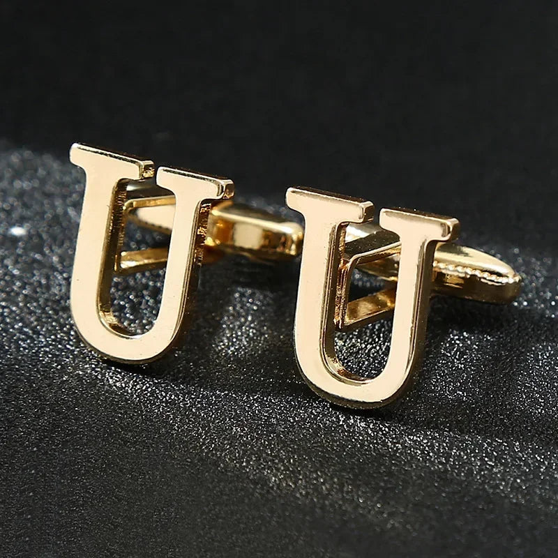 Gold Letters A-Z Cufflinks for Men