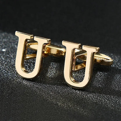 Gold Letters A-Z Cufflinks for Men