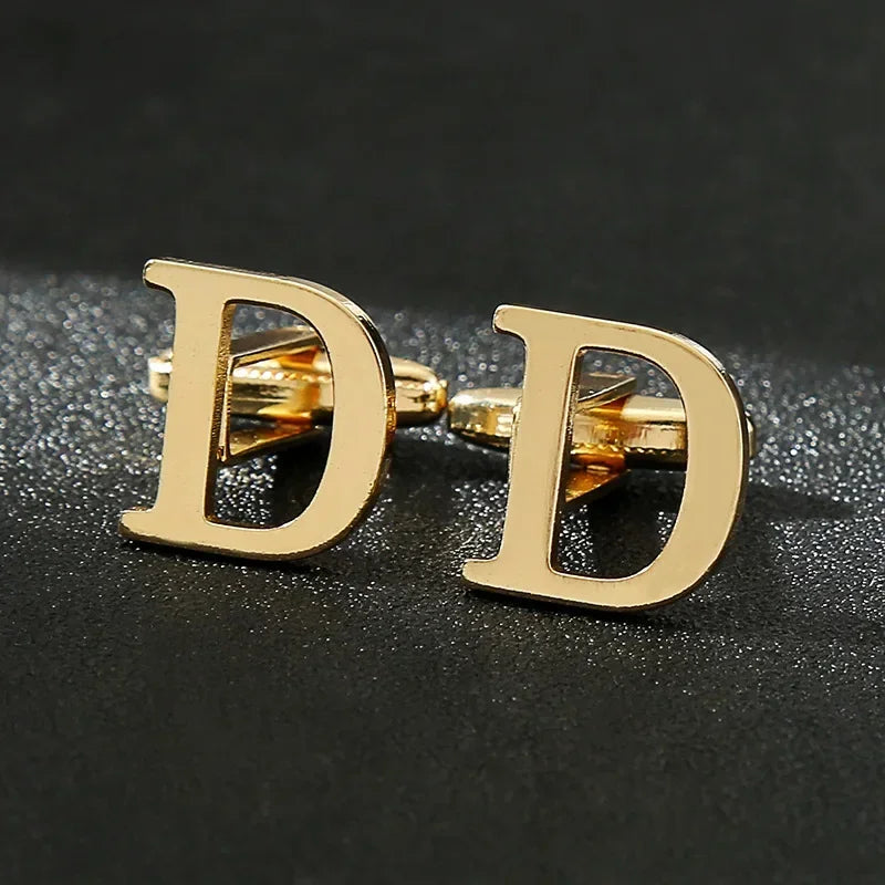 Gold Letters A-Z Cufflinks for Men