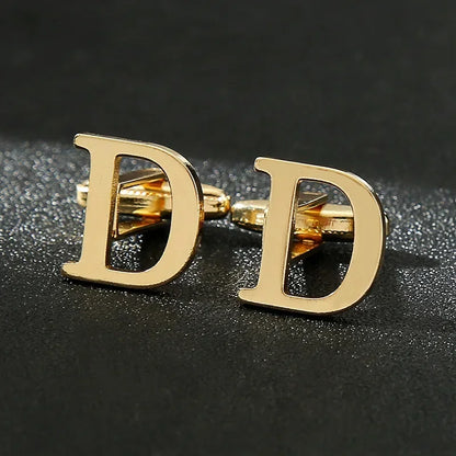 Gold Letters A-Z Cufflinks for Men