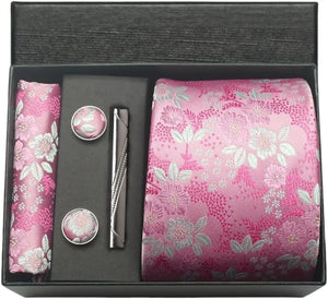 Silk Necktie with Gift Box (includes FREE handkerchief, tie clip, and cufflinks)