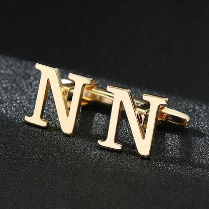 Gold Letters A-Z Cufflinks for Men