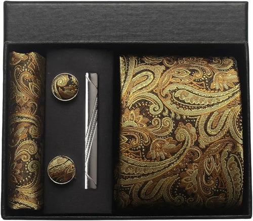 Silk Necktie with Gift Box (includes FREE handkerchief, tie clip, and cufflinks)