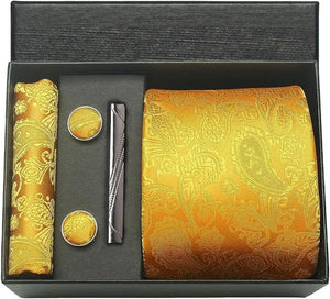 Silk Necktie with Gift Box (includes FREE handkerchief, tie clip, and cufflinks)