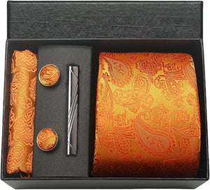 Silk Necktie with Gift Box (includes FREE handkerchief, tie clip, and cufflinks)