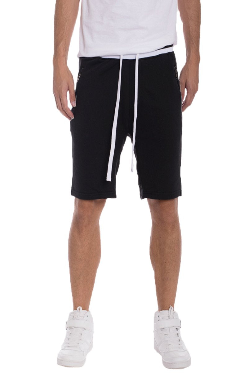 BRANDON FRENCH TERRY SHORTS- BLACK/WHITE